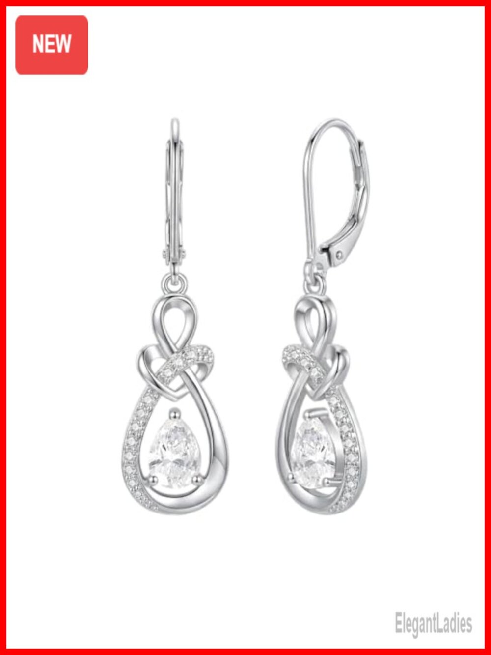 925 Sterling Silver Infinity Heart Birthstone Dangle Drop Earrings
